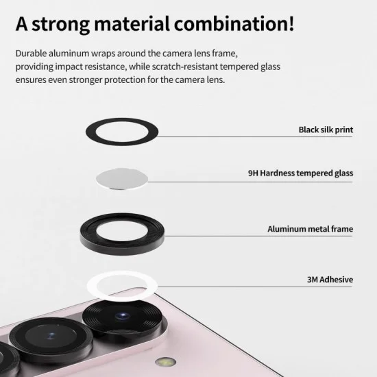 Camera Lense Protector Samsung Fold 6 Tempered Glass C-Sub Core With Metal Ring Araree - Clear